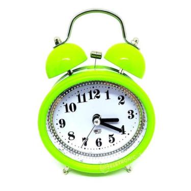 Imagem de Relógio Despertador Analógico 2 Sinos Modelo Antigo Retro Verde - MXM