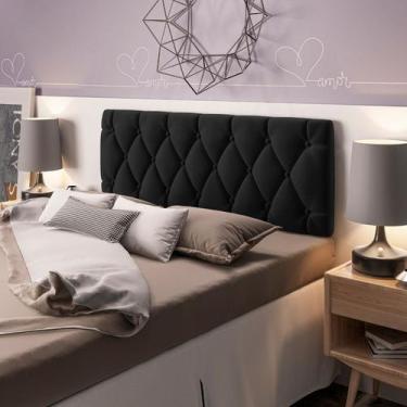 Imagem de Cabeceira de Cama Box Casal Suede Preto captone Paris - JGL MÓVEIS