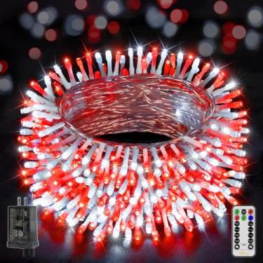 Imagem de Luzes de Natal Ollny 800 LED 80m vermelhas brancas impermeáveis