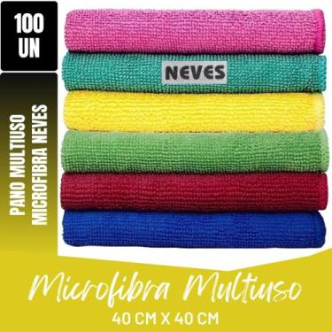 Imagem de Kit C/ 100 - Pano De Microfibra - 40 X 40cm - Neves - Pia - Multiuso -