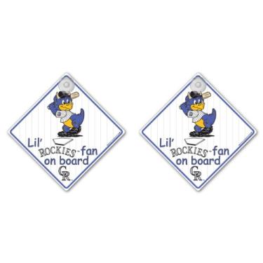 Imagem de MLB Colorado Rockies Lil Fan on Board placas, pacote com 2