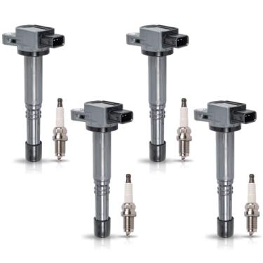 Imagem de Conjunto de 4 bobinas de ignição e velas de ignição da ENA, compatível com Acura CSX RSX 2002, 2003, 2004, 2005, 2006, 2007, 2008, 2009, 2010, 2011 006 2Honda Civic 007 2008 2009 2010 2011