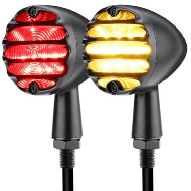 Imagem de Eagwinger Indicadores universais de LED de seta e luz de freio para motocicleta compatíveis com Harley Sporster Café Racer Cruiser Bobber Chopper (preto)