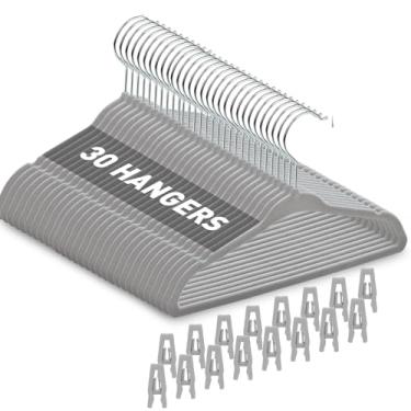 Imagem de Cabides para bebês com clipes, organizadores de roupas para bebês e crianças, cinza