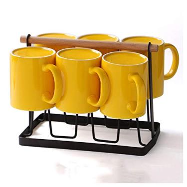 Imagem de GRFIT Caneca canecas de cerâmica domésticas xícaras de café na sala de estar com prateleiras copos de bebida de festa copos de leite personalizados, muito adequado para encontros multipessoas caneca