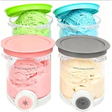 Imagem de Substituição para recipientes, canecas e tampas de creme Ninja para Ninja CREAMi NC701 NC700 para acessórios de máquina de sorvete Ninja, recipientes de 473 ml para máquina de sorvete Ninja (cinza