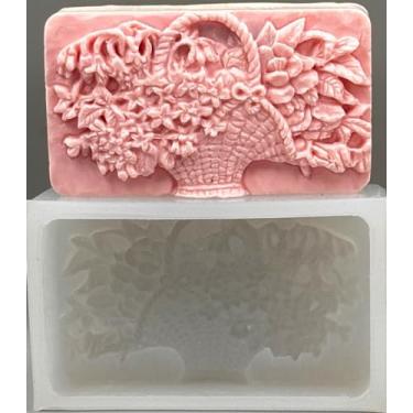 Imagem de Cesta floral molde de silicone, sabonete, gesso, cera e argila de resina, 142 g