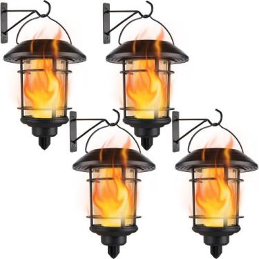 Imagem de Lanternas de parede Solar Flame Dynaming, pacote com 4 unidades, imper