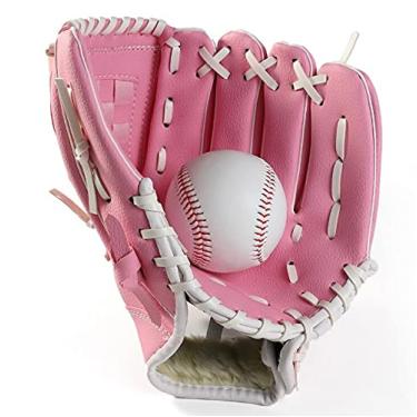 Imagem de Luva de basebol, luva de softball desporto ao ar livre luvas de prática de softball basebol e luva de softball luva de treino de beisebol crianças / adultos (cor: Pink, tamanho: 11,5 polegadas)