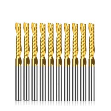 Imagem de WZFC Fresa de ponta de canal único, 10 peças, fresa de haste de 1/8 polegada, 3,175 x 1,5 x 6 mm