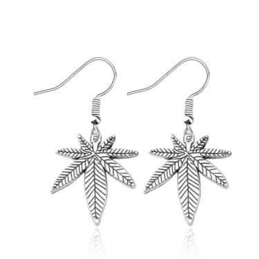 Imagem de MAOFAED Brinco feminino com pingente de folha de maconha, joia de folha de maconha, presentes de mãe de jardineiro (brinco de folha)