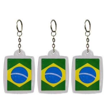 Imagem de Chaveiro Bandeira Brasil 4x5cm Personalizado Com 48 Unidades