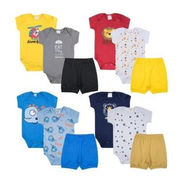 Imagem de Kit 12 Peças Infantis Chá de Bebê e Mesversário Body + Short - Facina 
