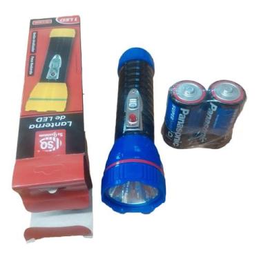 Imagem de Lanterna Abs Plástica De Led 0.50w Camping Pesca + 2 Pilhas - plastcor
