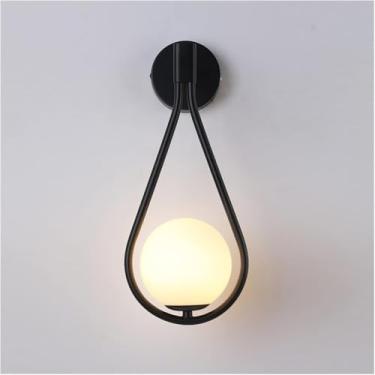 Imagem de Candeeiros de parede, candeeiro de parede, candeeiros de parede LED modernos, candeeiro de metal para sala de estar, candeeiro de parede de vidro para mesinha de cabeceira, iluminação decorativa para