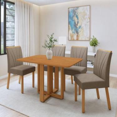 Imagem de Conjunto Sala de Jantar 4 Lugares Retangular Tampo MDF Mesa Bold com C