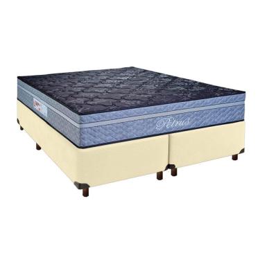 Imagem de Conjunto Cama Box Bege Queen + Colchão Molas Ensacadas Petrus Paropas