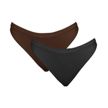 Imagem de Kit 2 Calcinhas Tanga Hanes 1148 Café/Preto - P, P, Café, Preto