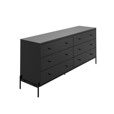Imagem de Cômoda Jasper 6 Gavetas Preta