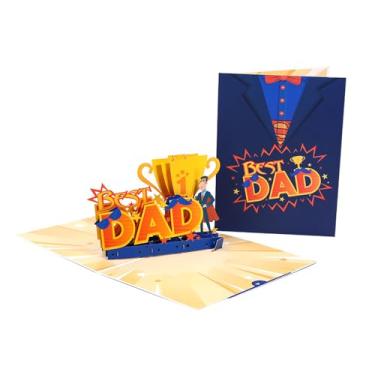 Imagem de 3D Best Dad Text Pop Up Cartões de felicitações Superman-Pattern with Envelopes Thank Gifts for Fathers Day Husband