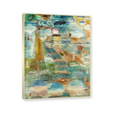 Imagem de NHLDZYH Moldura champanhe. Folhas impressionistas, (bela paisagem 29) de Raoul Dufy, reprodução de quadros, quadros de pinturas famosas, imagem murais quartos. 60x80cm