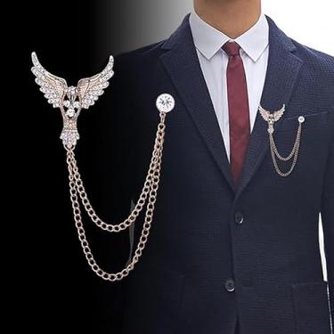 Imagem de Broche de águia dourada broche de lapela diamante CZ broche de cristal crachá terno corrente de pendurar acessórios de terno para uso diário, 1 count (pack of 1), Liga de aço, Zircônia cúbica