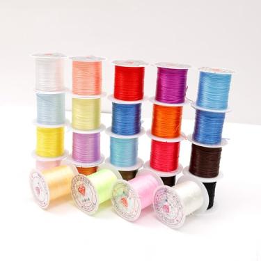 Imagem de 4 rolos de 10 m/rolo de 1 mm corda elástica forte de contas de cristal corda de fio de nylon para fazer joias, cordão de contas DIY (verde1)