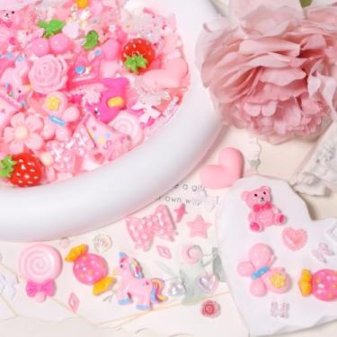 Imagem de Kit de 330 peças de berloques de lixo, lindo berloque de resina plana, berloque de capa de telefone lixo, kit de capas de lixo rosa doces mistos amuletos de geleca (S2-rosa doce)
