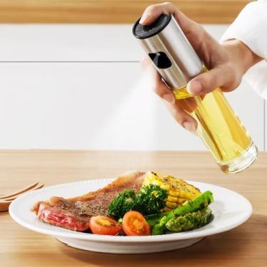 Imagem de Pulverizador de óleo inoxidável dispensador de névoa fina de 85 g/100 ml com balança para cozinhar, grelhar, saladas prateadas