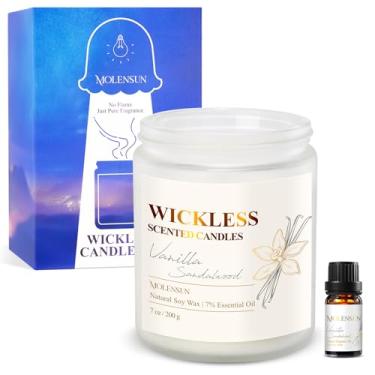 Imagem de Vela Wickless para lâmpada mais quente, vela de cera de soja sem chama com óleo essencial extra, aroma natural e não tóxico, fragrância de cedro, vela de 255 g + conjunto de presente de óleo de 10 ml