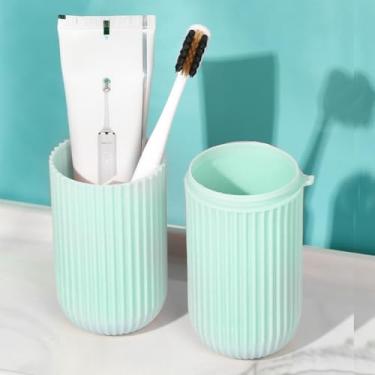 Imagem de 1 estojo verde para escova de dentes portátil: 19 cm, para viagens, acampamento, negócios