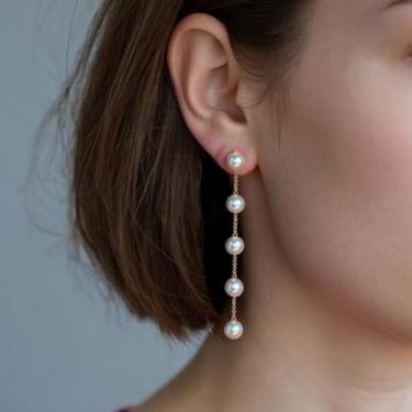 Imagem de Brincos de pérola para mulheres, brincos de pérola delicados, brincos de noiva boho para casamento