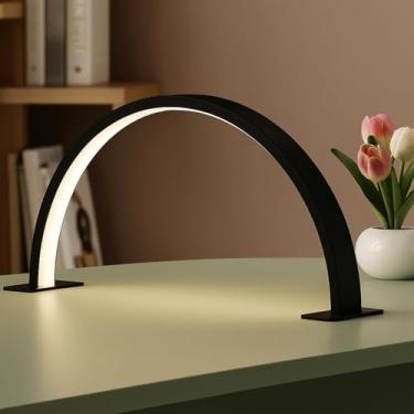 Imagem de Luminária LED Moderna em Arco Meia Lua de Mesa para Estética, Manicure, Design Minimalista, 3 Tons Bilvolt, Ideal para Beleza, Maquiagem, Unhas (Preto, 55cm)