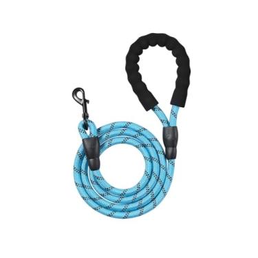 Imagem de Coleira para passear com cães, 1/5.1 cm x 6 FT (20~54.4 kg), resistente, refletiva, fivela giratória de 360°, alça acolchoada de espuma confortável, corda de escalada resistente para cães pequenos