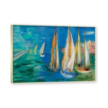 Imagem de Moldura de champanhe. Impressões Raoul Dufy, (veleiro conjuntos de vela), pôster de viagem vintage, arte impressionista, imagem de arte de parede em tela para decoração de casa. 50 x 70 cm - 19,6 x