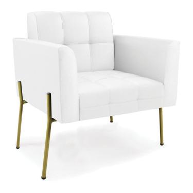 Imagem de Poltrona Pé De Ferro Dourado Para Sala Elisa Corino D03 - D'rossi Cor Branco