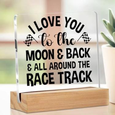 Imagem de Decoração de mesa de acrílico romântica I Love You com suporte 10 x 10 cm, bandeiras quadriculadas de corrida, placas decorativas de mesa para casa, sala de estar, prateleira, cubículo, presentes