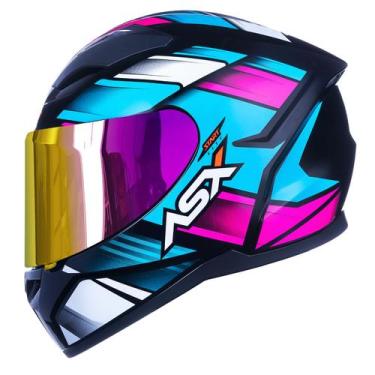 Imagem de Capacete Fechado ASX City Start Rosa Brilho com Viseira Colorida Rosa 