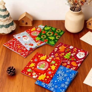 Imagem de 6 peças de tecido de Natal, tecido de algodão estampado para costura, quadrados de tecido natalino de 50 x 40 cm para bricolage e acolchoamento