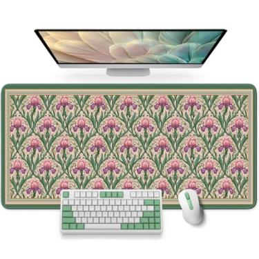 Imagem de Tapete de mesa grande para desktop, mouse pad grande estético para teclado de jogos, computador, capa protetora de mesa para laptop, material de escritório, escola, jardim de íris, 80 cm x 30 cm