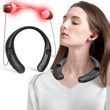 Imagem de KTS Dispositivo de terapia de ouvido com luz vermelha para pescoço, dispositivo de luz vermelha para conforto no ouvido, com comprimento de onda de 650 nm e 3 níveis de potência, temporizador