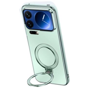 Imagem de FWYANZH Capa para Xiaomi 17 Pro Max/17 Pro/17, suporte de anel, capa de telefone com suporte de suporte, proteção completa para câmera rígida, capa fina, verde, 17 Pro