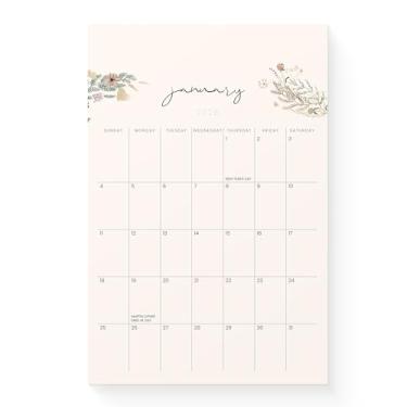 Imagem de Karto Calendário magnético para geladeira 2026 - vertical 15 x 23 cm de janeiro de 2026 a junho de 2027 - pequeno, versátil e fácil de planejar com ímã de calendário de geladeira estética - bege verde