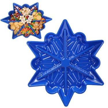 Imagem de SiliFine Bandeja de servir de Natal em forma de floco de neve dividida, pratos de charcutaria, pratos com compartimentos, decorações de festa de Natal para lanches, sobremesas, presente de Natal (35