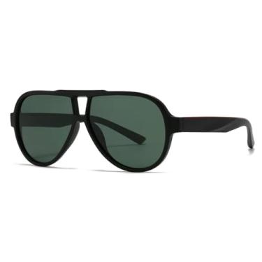 Imagem de VFDHN Óculos de sol retrô Double Bridges femininos, tons degradê, UV400, rebites da moda, masculino (C3, preto e verde)