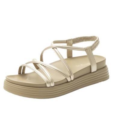 Imagem de Sandália feminina Alegria Audie Water Friendly Elastic Heel Strap Platform, Champanhe, 11.5-12