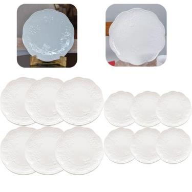 Imagem de Jogo 6 Pratos Rasos Jantar + 6 de Sobremesa Porcelana Florido Borbolet