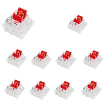 Imagem de OUTEMU Interruptores vermelhos, 3 pinos/lineares/45 g Force/RGB/Interruptores à prova de poeira para teclado mecânico - Compatível com Cherry MX Switches-Pack 10
