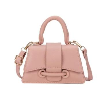 Imagem de Bolsa feminina casual chique – Quadrada pequena de qualidade, elegante e multifuncional com fecho de botão, rosa