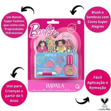 Imagem de Kit Impala Barbie:1 Esmalte E Paleta De Maquiagem Infantil Cor Rosa-ch